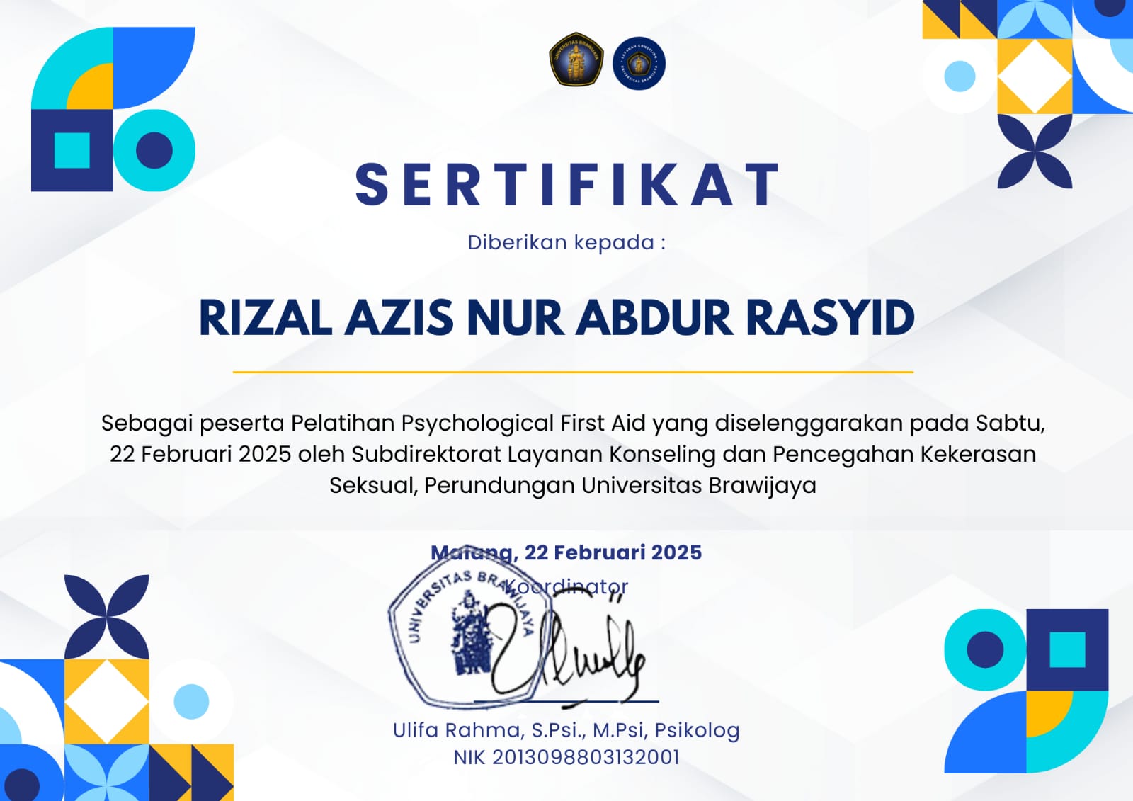 Pelatihan Psychological First Aid UB