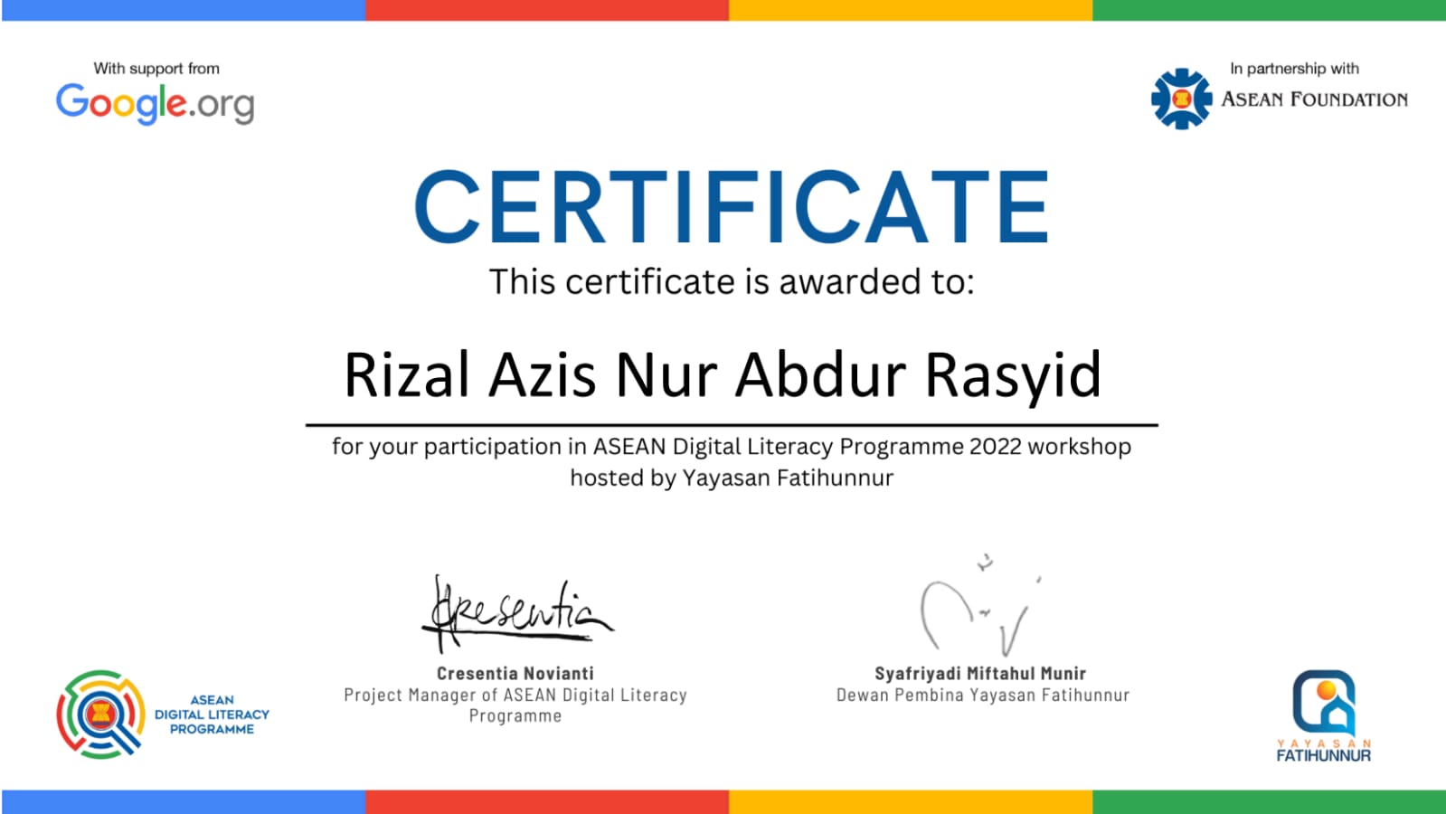 Sertifikat ASEAN Digital Literacy