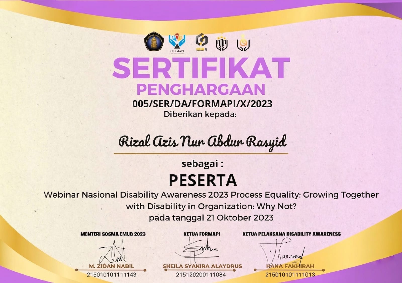 Sertifikat Disability Awareness 2023