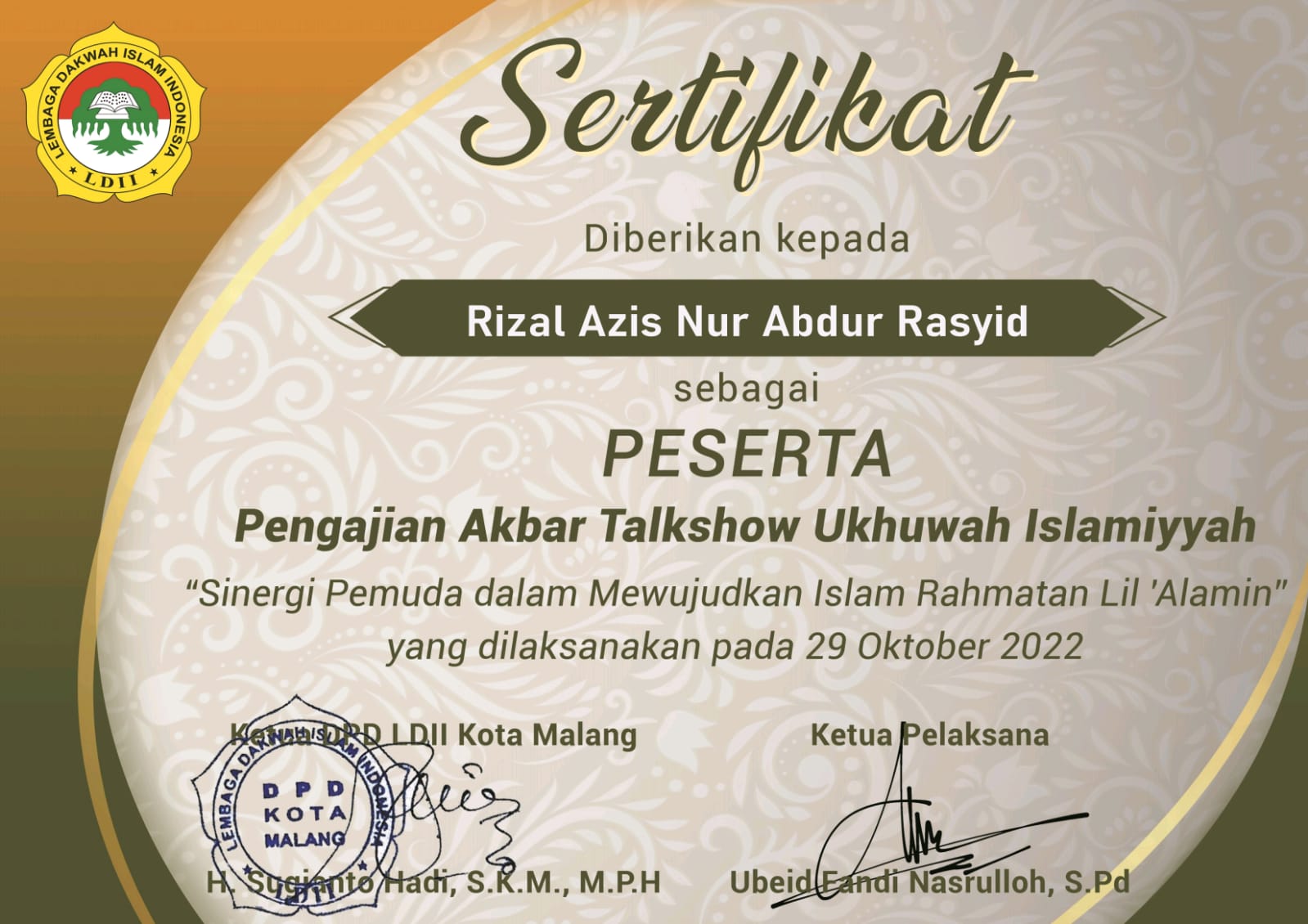 Sertifikat Talkshow LDII