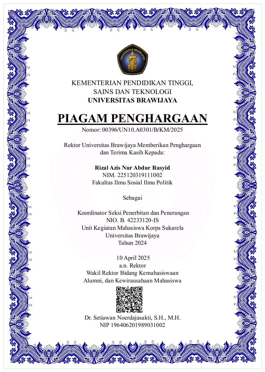 Piagam Penghargaan KSR UB 2024